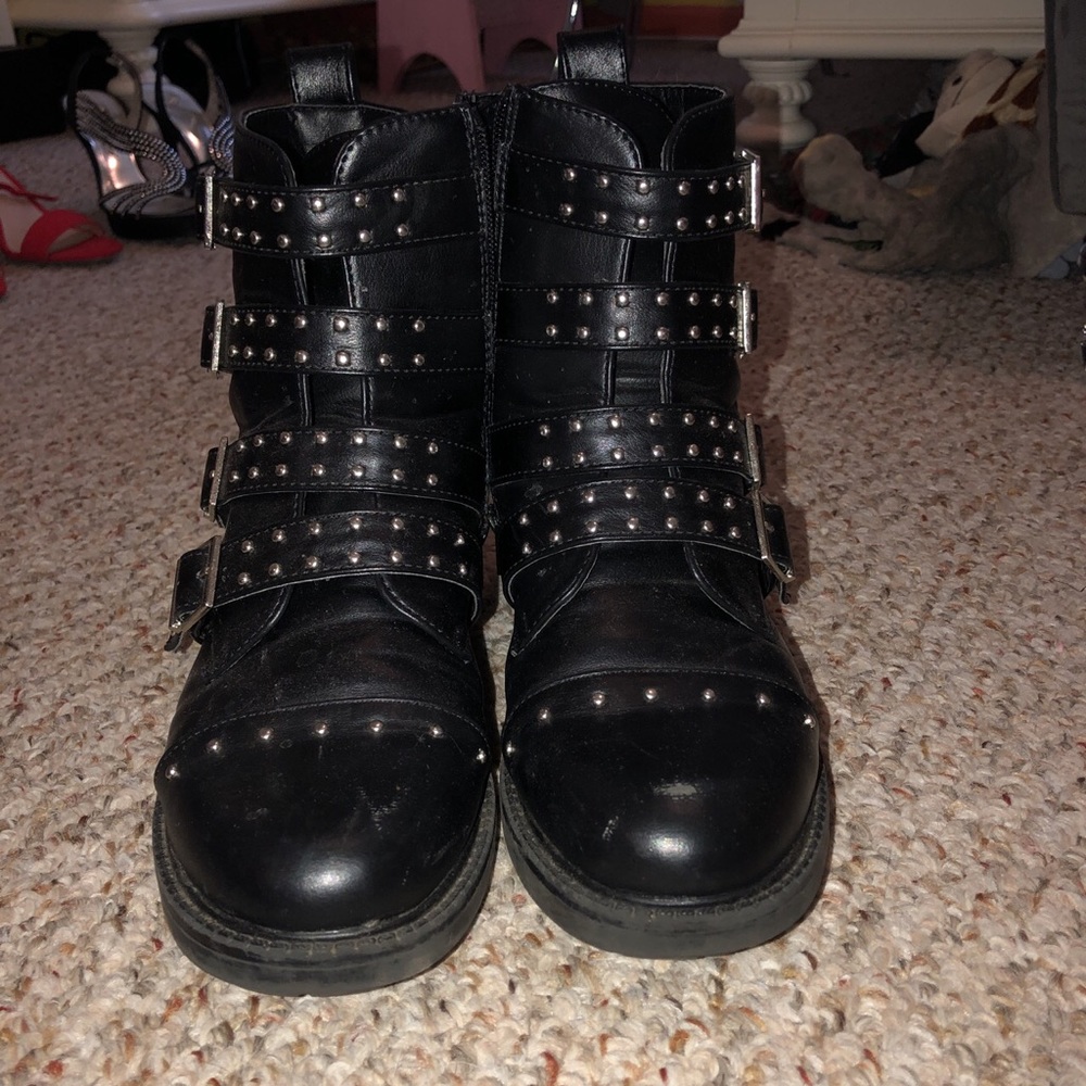 Black Studded Combat Boot